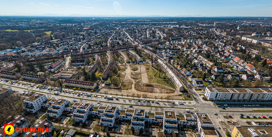 21.03.2023 - Luftbilder von der Baustelle Maikäfersiedlung in Berg am Laim